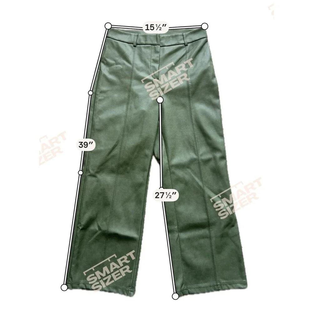 7 For All Mankind Medium Olive Wide-Leg Faux Leather Pants